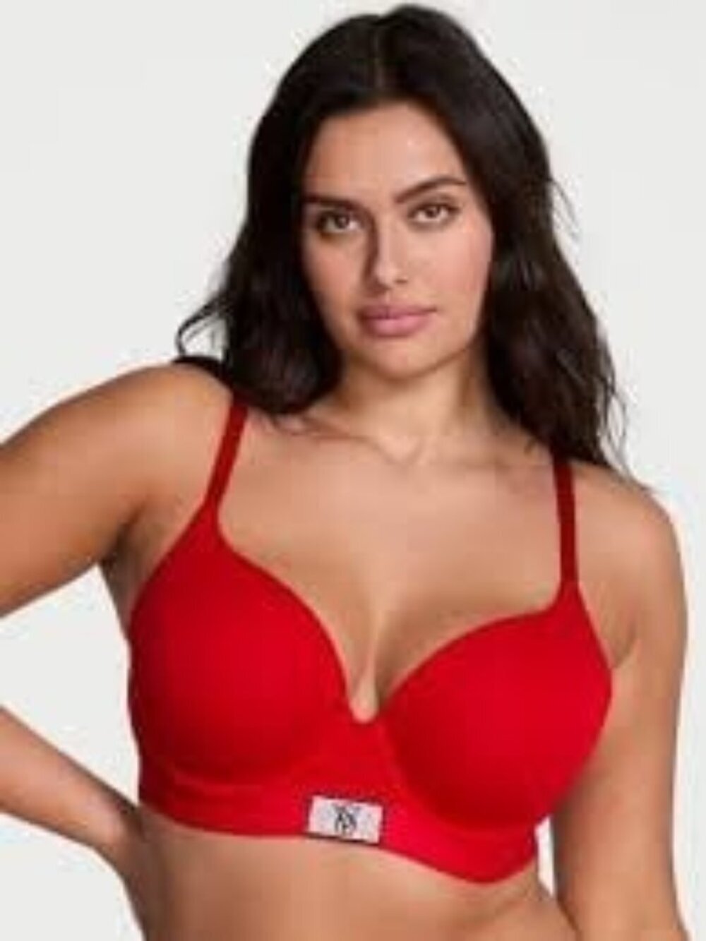 Victoria's Secret T-Shirt Bra 36C Wireless Lightly Lined Rhinestone Logo Red